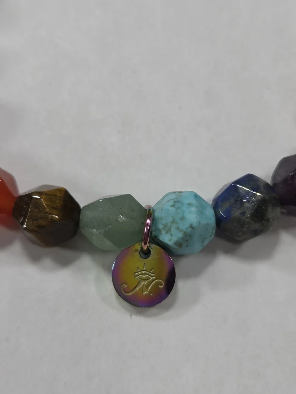 🆕️ NOGU Rainbow Chakra 7 Gemstone Geom Bracelet Unicorn Silver